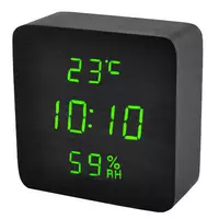 Часы сетевые VST-872S-4 зеленые, (корпус черный) температура, влажность, USB