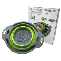 Складной силиконовый друшлаг Basket Green (29.5*24*3.2 / 24.5*20*2.8 cм) / ART-0278 (48шт)