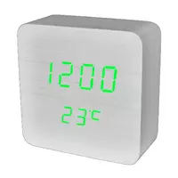 Часы сетевые VST-872-4, зеленые, (корпус белый) температура, USB