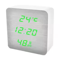 Часы сетевые VST-872S-4 зеленые, (корпус белый) температура, влажность, USB