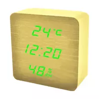 Часы сетевые VST-872S-4 зеленые, (корпус желтый) температура, влажность, USB